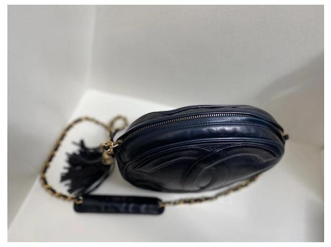 Chanel Tamburello borsa a tracolla in pelle nera Nero - vista 7