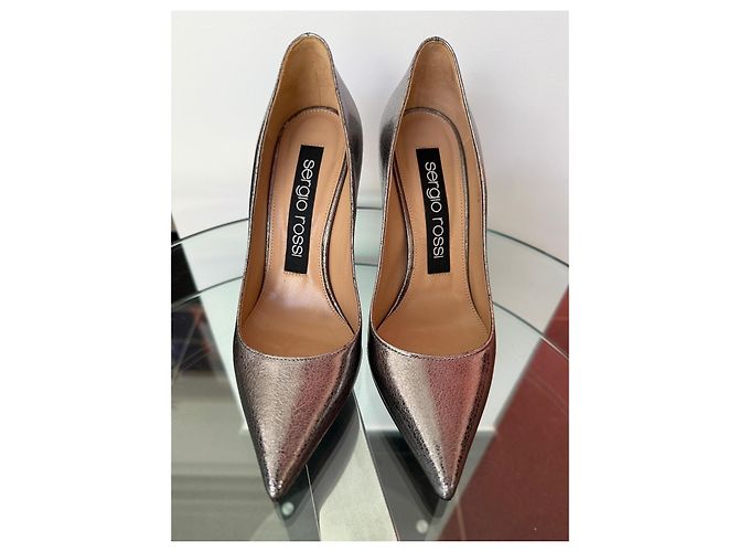 Zapatos de tacón Sergio Rossi Godiva en cuero plateado Plata - vista 3