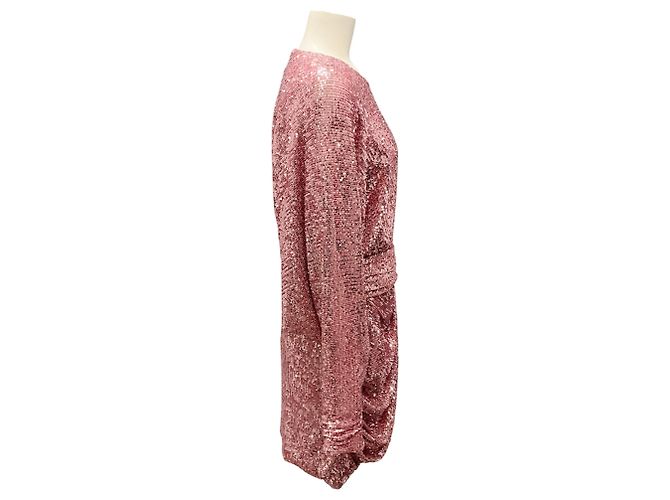 Vestido mini drapeado com mangas morcego rosa antigo Redemption - vista 2