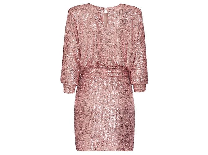 Vestido mini drapeado com mangas morcego rosa antigo Redemption - vista 3