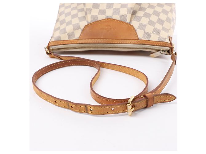 Borsa a Spalla Louis Vuitton Damier Azur Siracusa PM N41113 Beige - vista 14