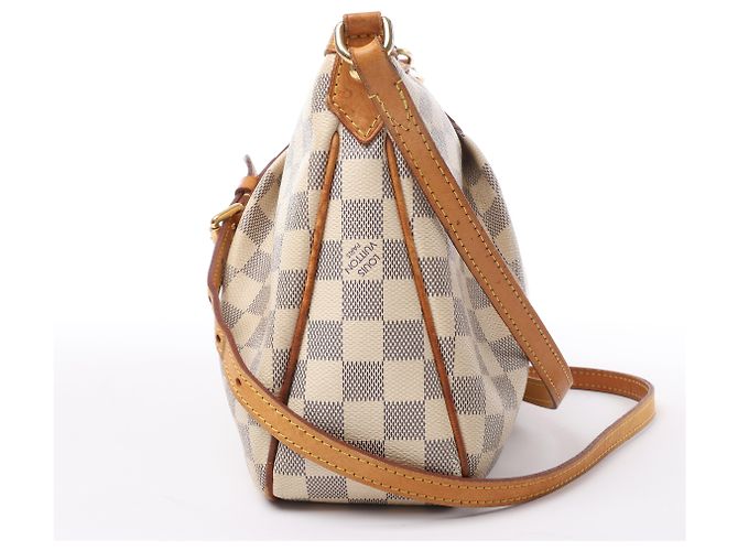 Borsa a Spalla Louis Vuitton Damier Azur Siracusa PM N41113 Beige - vista 3