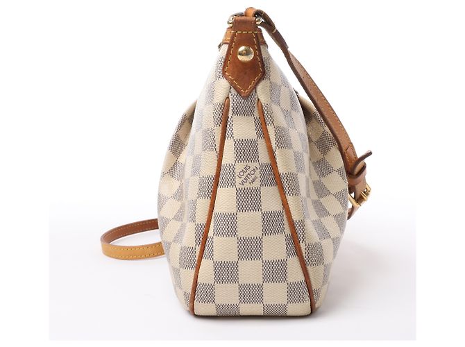Borsa a Spalla Louis Vuitton Damier Azur Siracusa PM N41113 Beige - vista 5