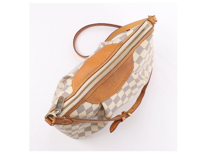 Borsa a Spalla Louis Vuitton Damier Azur Siracusa PM N41113 Beige - vista 6