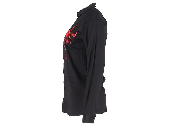 Camicia a maniche lunghe decorata Dior in cotone nero - vista 2