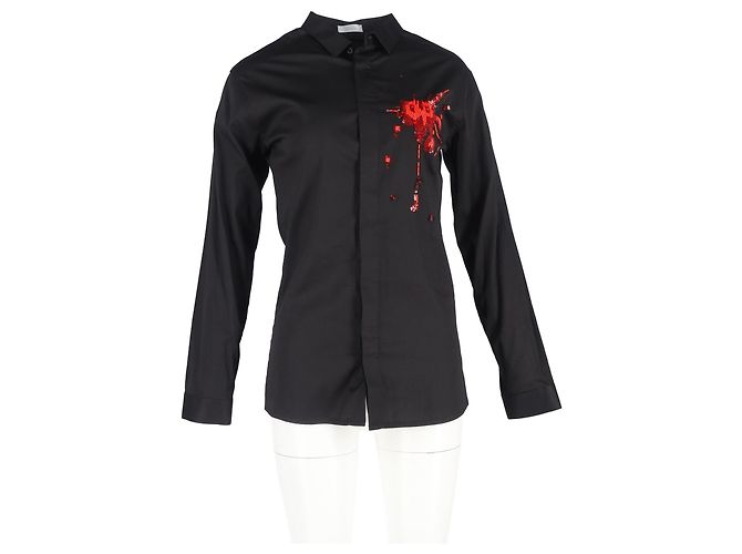 Camicia a maniche lunghe decorata Dior in cotone nero - vista 4