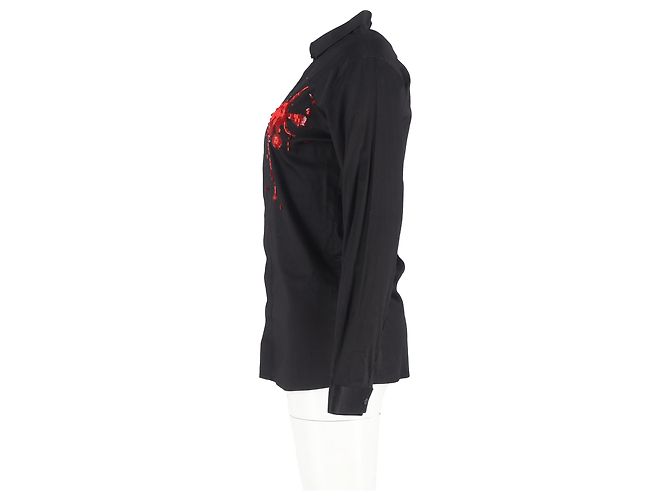 Camicia a maniche lunghe decorata Dior in cotone nero - vista 5