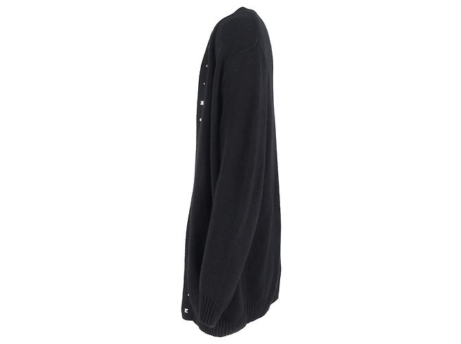 Verzierte offene Strickjacke aus schwarzer Wolle von Saint Laurent Grau - Ansicht 2