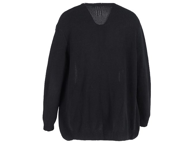 Verzierte offene Strickjacke aus schwarzer Wolle von Saint Laurent Grau - Ansicht 3