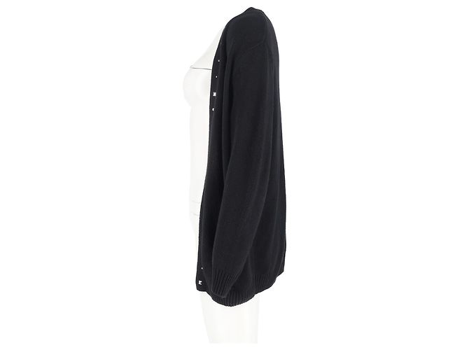 Verzierte offene Strickjacke aus schwarzer Wolle von Saint Laurent Grau - Ansicht 5