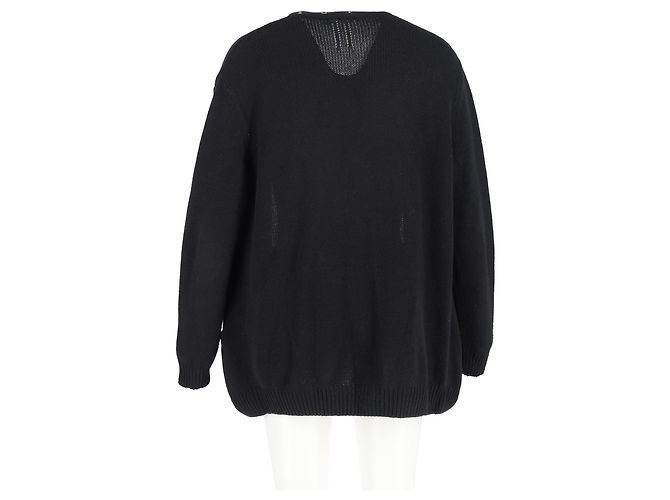 Verzierte offene Strickjacke aus schwarzer Wolle von Saint Laurent Grau - Ansicht 6