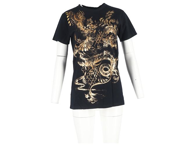 Camiseta estampada com dragão Balmain em algodão preto - vista 4