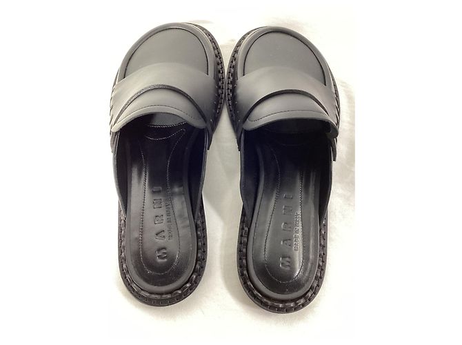 Mules Loafer Marni in pelle nera Nero - vista 13