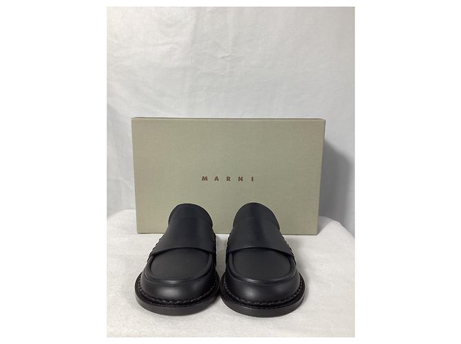 Mules Loafer Marni in pelle nera Nero - vista 14