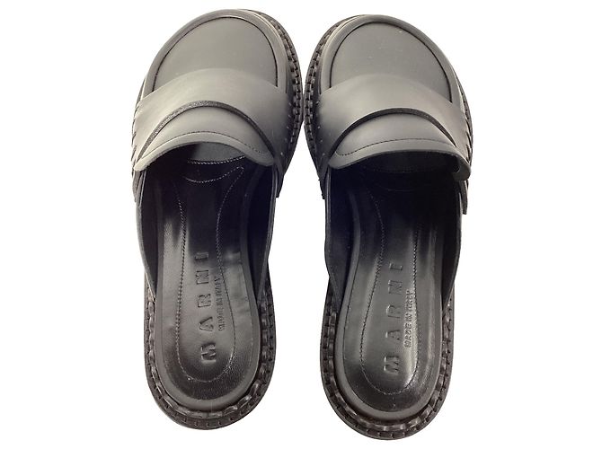 Mules Loafer Marni in pelle nera Nero - vista 5