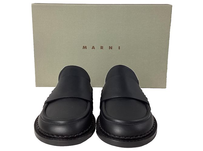 Mules Loafer Marni in pelle nera Nero - vista 6