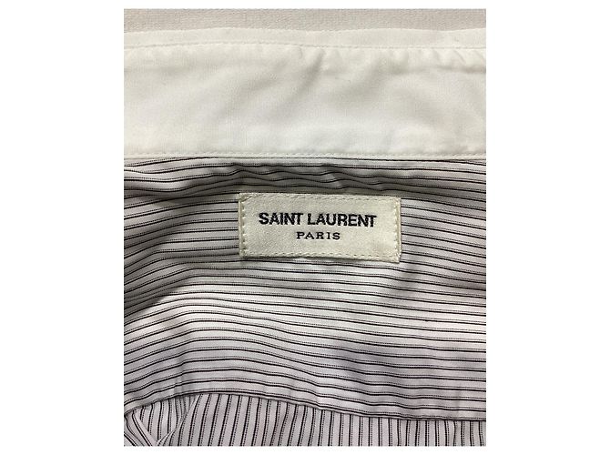 Camicia a righe a maniche lunghe Saint Laurent in cotone nero e bianco - vista 10