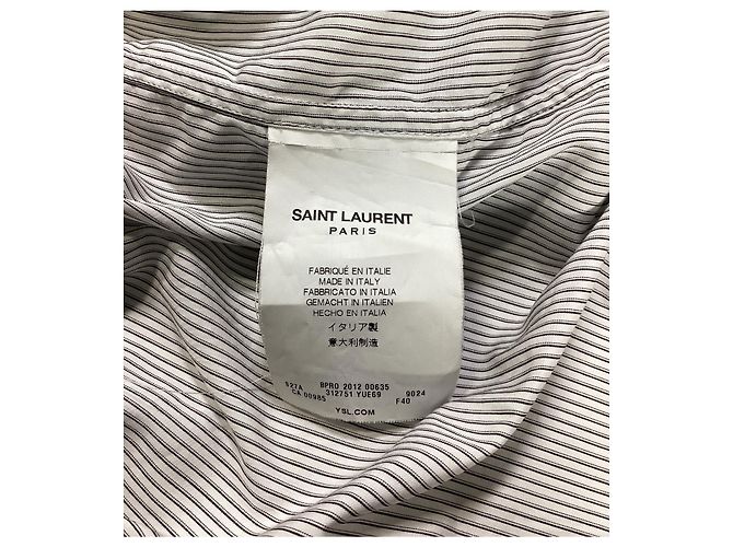 Camicia a righe a maniche lunghe Saint Laurent in cotone nero e bianco - vista 11