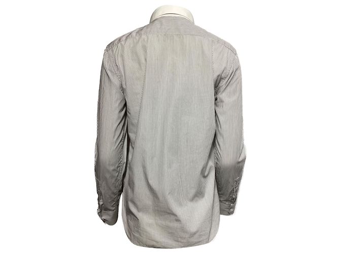 Camicia a righe a maniche lunghe Saint Laurent in cotone nero e bianco - vista 2