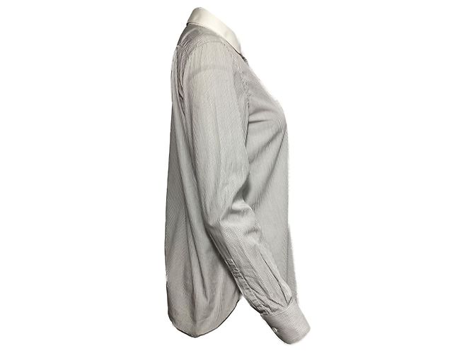 Camicia a righe a maniche lunghe Saint Laurent in cotone nero e bianco - vista 3