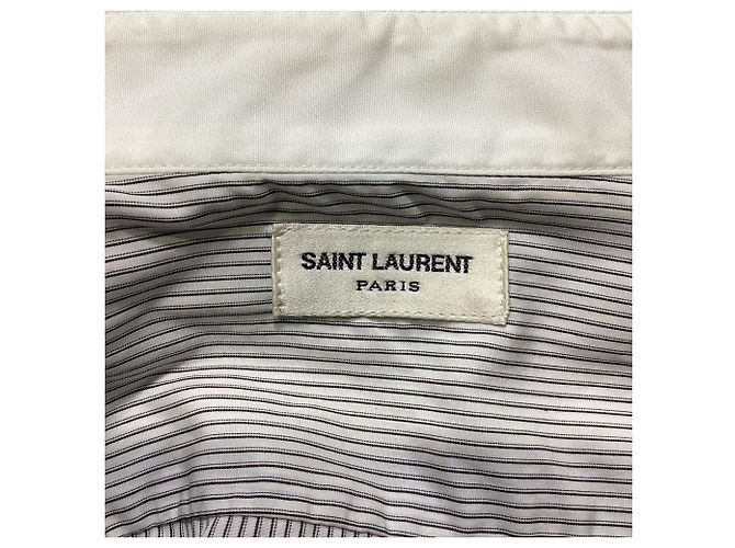 Camicia a righe a maniche lunghe Saint Laurent in cotone nero e bianco - vista 4