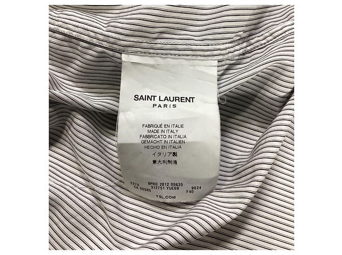 Camicia a righe a maniche lunghe Saint Laurent in cotone nero e bianco - vista 5