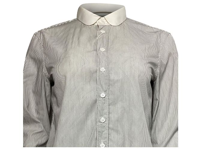 Camicia a righe a maniche lunghe Saint Laurent in cotone nero e bianco - vista 6