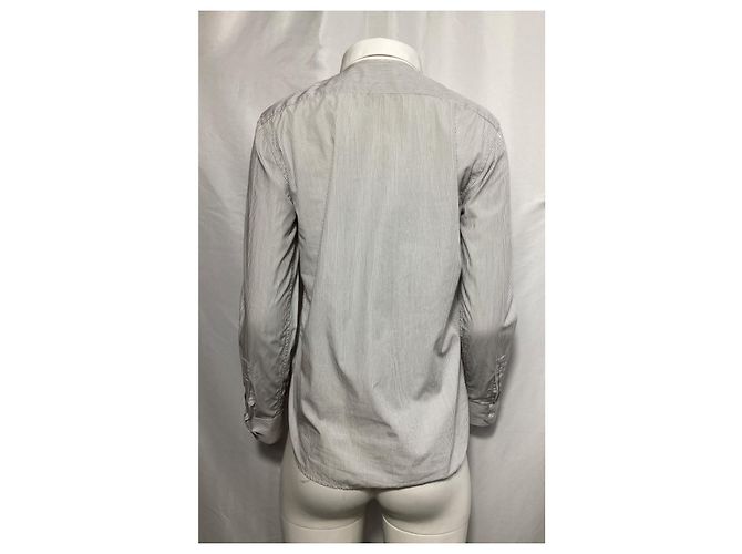 Camicia a righe a maniche lunghe Saint Laurent in cotone nero e bianco - vista 8