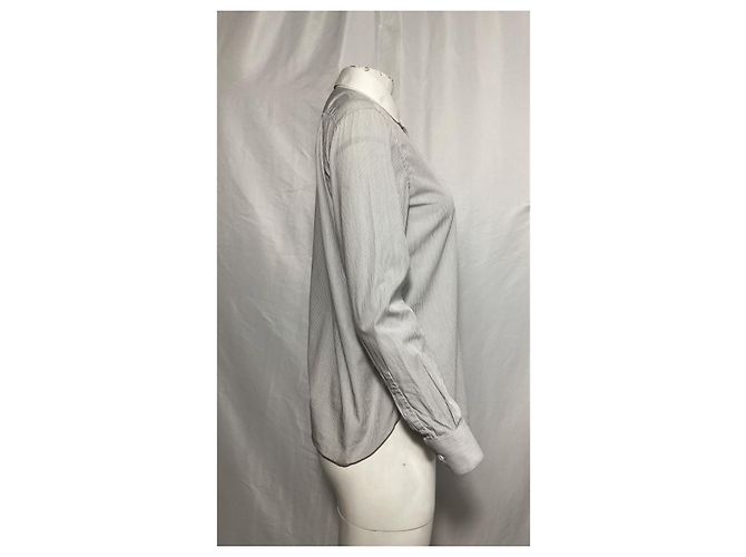 Camicia a righe a maniche lunghe Saint Laurent in cotone nero e bianco - vista 9