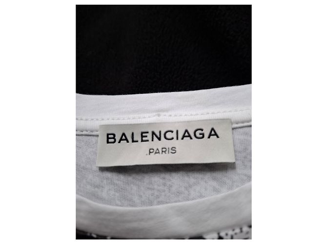 Balenciaga T-Shirt mit Splash-Effekt aus schwarzer und weißer Baumwolle Roh - Ansicht 10