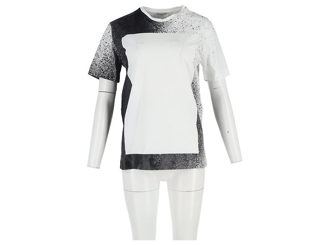 Balenciaga T-Shirt mit Splash-Effekt aus schwarzer und weißer Baumwolle Roh - Ansicht 6