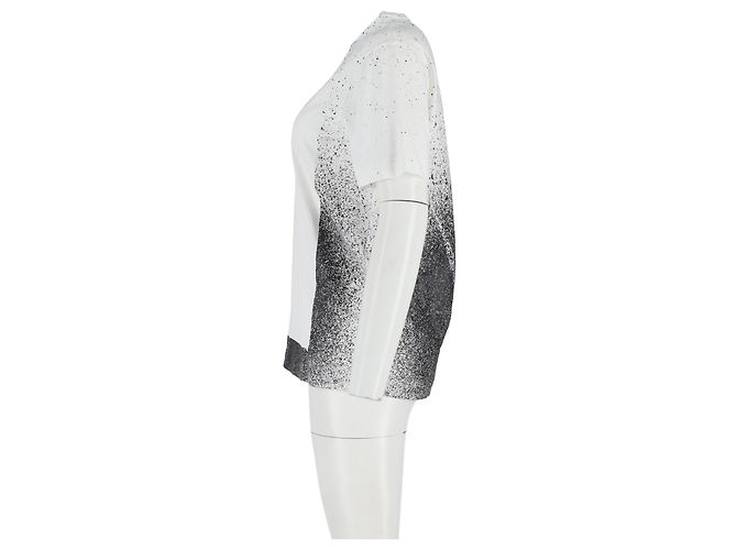 Balenciaga T-Shirt mit Splash-Effekt aus schwarzer und weißer Baumwolle Roh - Ansicht 7