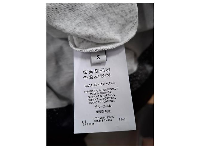 Balenciaga T-Shirt mit Splash-Effekt aus schwarzer und weißer Baumwolle Roh - Ansicht 9