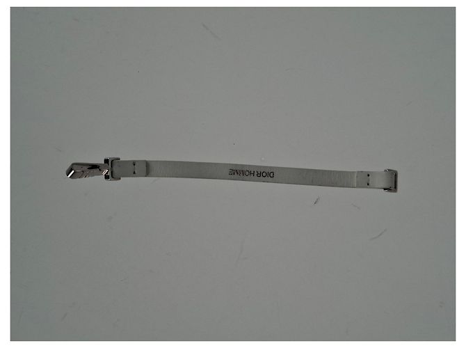 Christian Dior Bracciale in pelle bianca con logo Dior Homme Bianco Crudo - vista 6