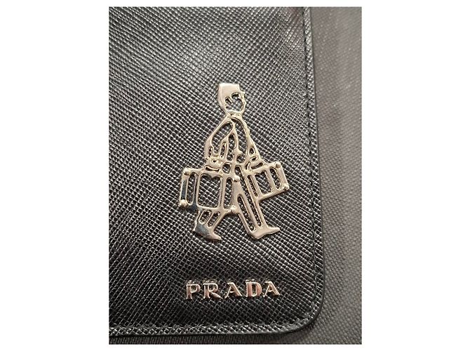 Portafoglio portachiavi con zip Bellhop di Prada in pelle Saffiano nera Blu Blu navy - vista 12