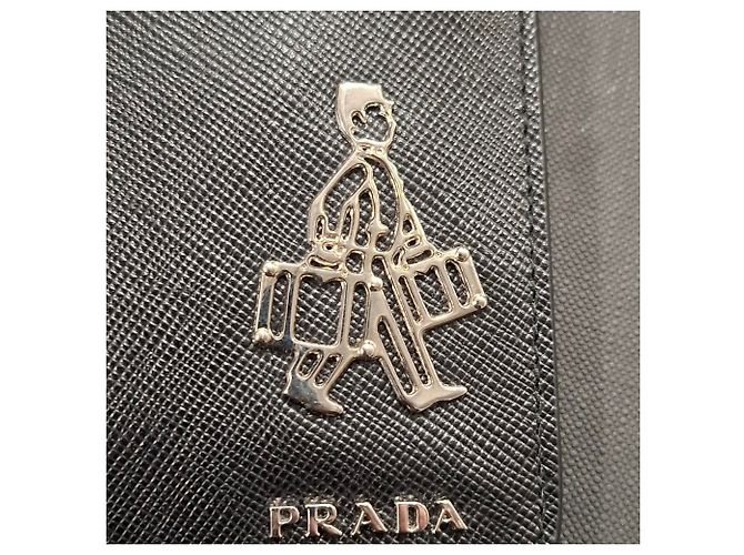 Portafoglio portachiavi con zip Bellhop di Prada in pelle Saffiano nera Blu Blu navy - vista 5