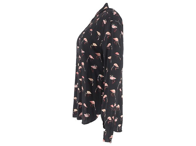 Saint Laurent Flamingo Print Shirt in Black Viscose Multiple colors - view 2