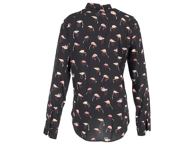 Saint Laurent Flamingo Print Shirt in Black Viscose Multiple colors - view 3