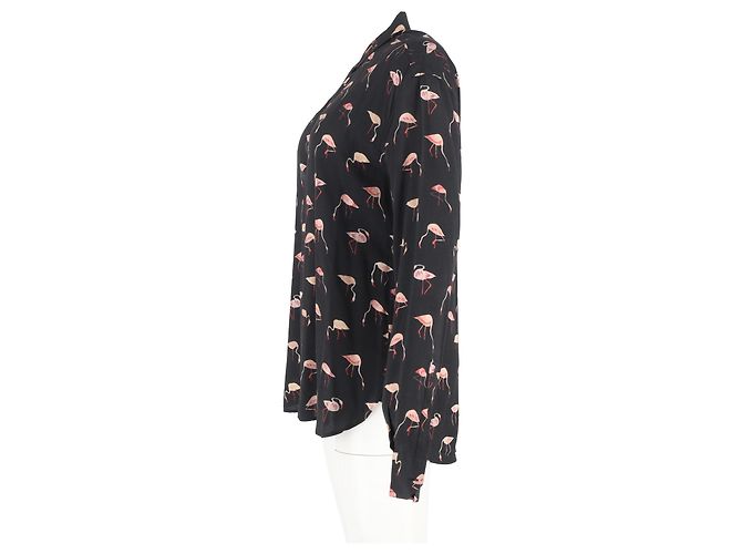 Saint Laurent Flamingo Print Shirt in Black Viscose Multiple colors - view 5