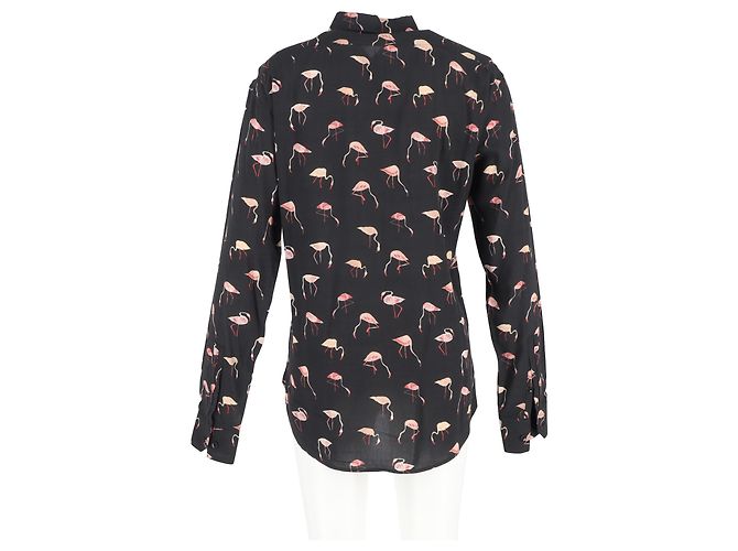 Saint Laurent Flamingo Print Shirt in Black Viscose Multiple colors - view 6