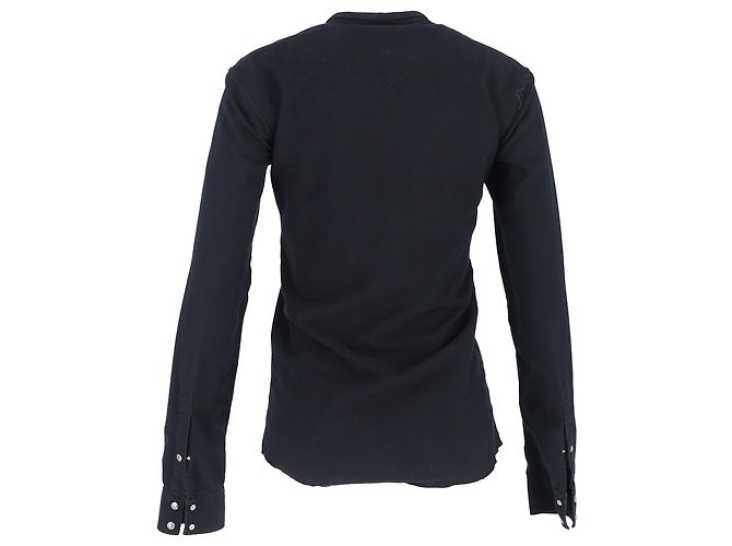 Balmain Langarmhemd mit Schulterdetails aus schwarzer Baumwolle - Ansicht 3