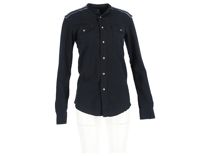 Balmain Langarmhemd mit Schulterdetails aus schwarzer Baumwolle - Ansicht 4