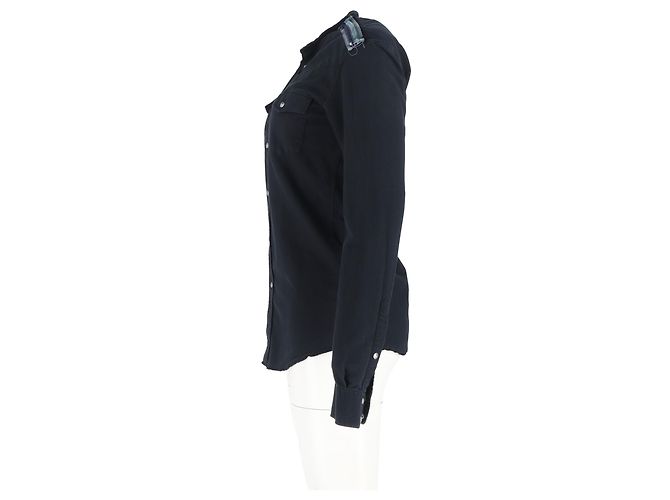 Balmain Langarmhemd mit Schulterdetails aus schwarzer Baumwolle - Ansicht 5