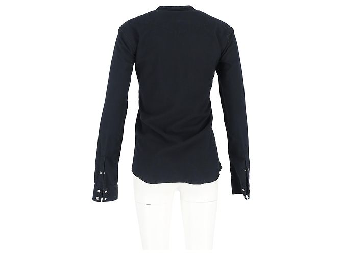 Balmain Langarmhemd mit Schulterdetails aus schwarzer Baumwolle - Ansicht 6