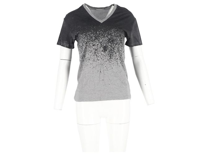 Camiseta Dior Ombre V-Neck en algodón negro y gris - vista 4
