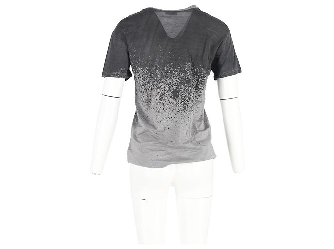 Camiseta Dior Ombre V-Neck en algodón negro y gris - vista 6