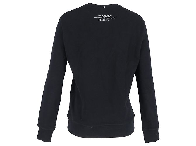Neil Barrett Mohawk Wolf bedruckter Pullover aus schwarzer Baumwolle - Ansicht 3