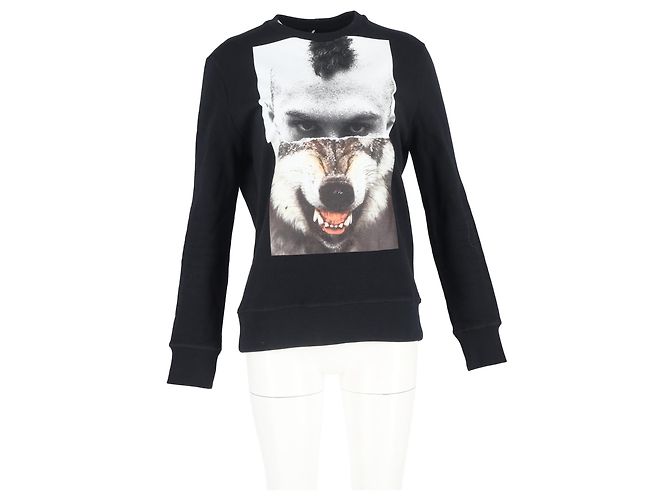 Neil Barrett Mohawk Wolf bedruckter Pullover aus schwarzer Baumwolle - Ansicht 4