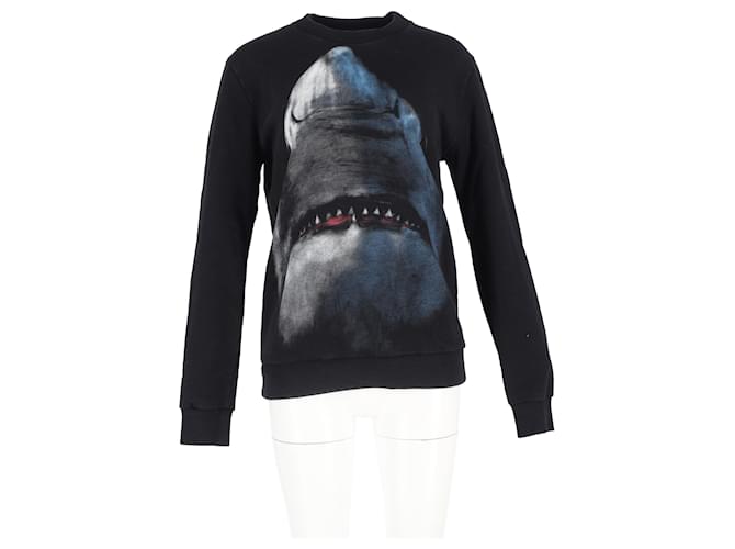 Givenchy Crewneck-Pullover aus schwarzer Baumwolle mit Haifischdruck Grau - Ansicht 4