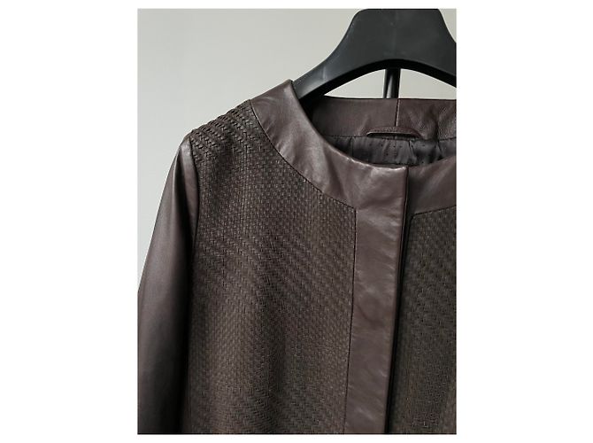 Abrigo de cuero marrón Max Mara - vista 2